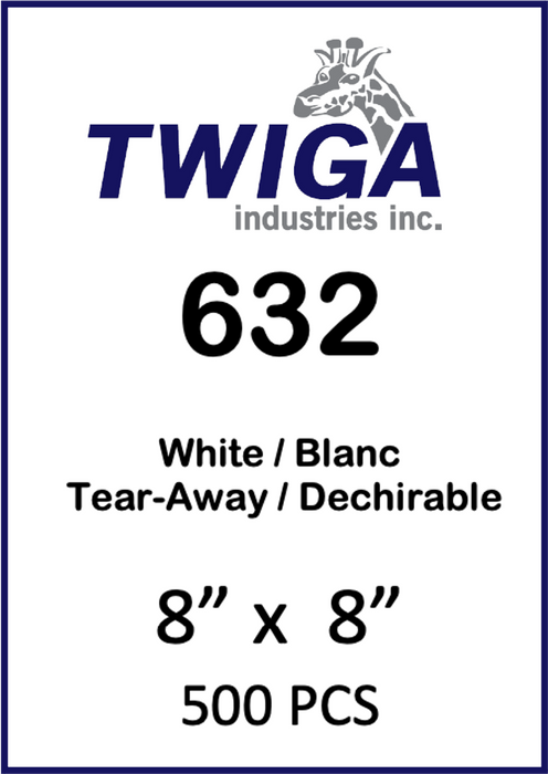 632-7.5x7.5-500pcs x 500 PCS -White -TW  1.5oz/sq yd)